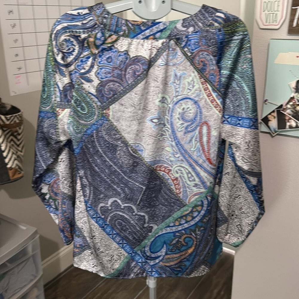 Chico's Paisley Patchwork Popover Top Tunic - Picture 8 of 11